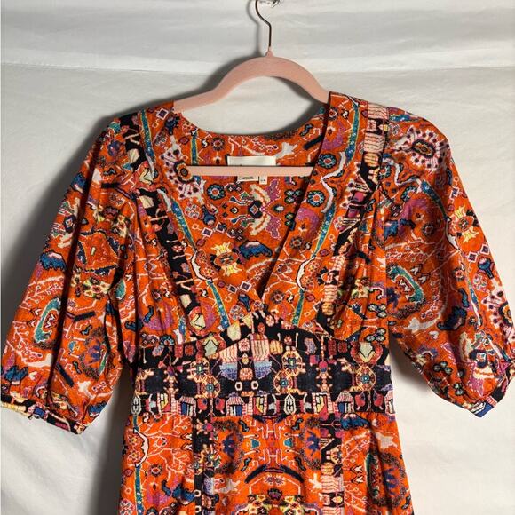 By Anthropologie Dress Maxi Boho Kaftan Vibrant Orange- 2 - Picture 3 of 8
